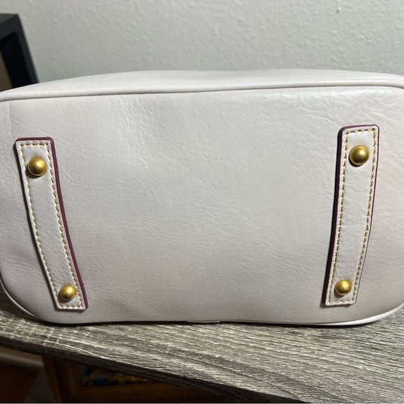 Dooney & Bourke Florentine Leather Domed Satchel in Ecru - Picture 3 of 7